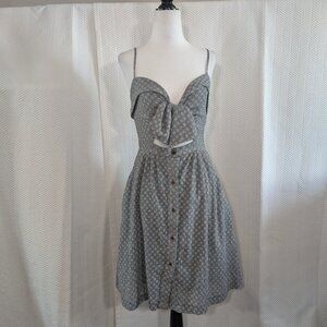 Wildfire Gingham Floral Tie Front Cutout Dress Smocked Back Size Small Feminine